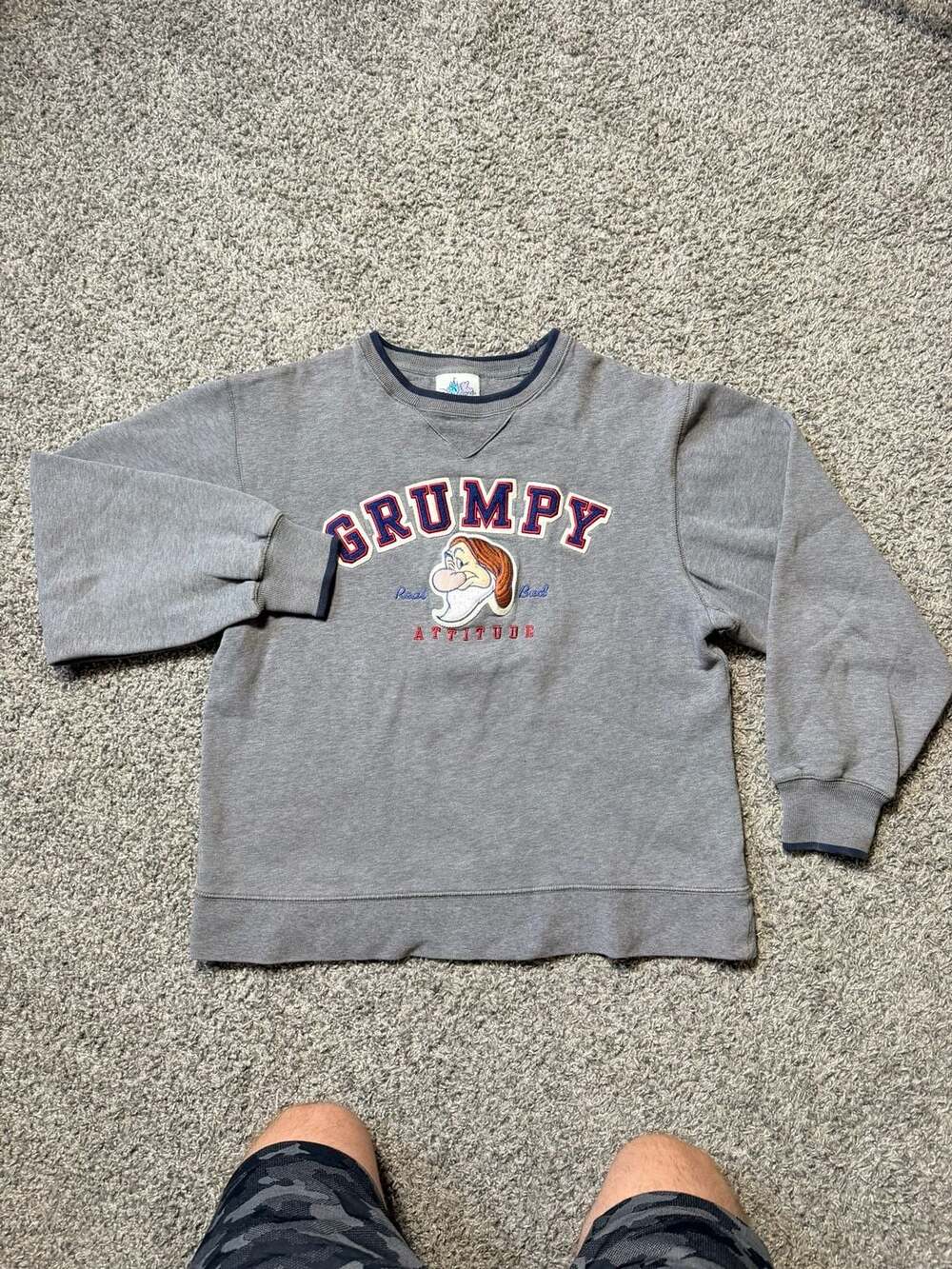 Disneyland Resort Grumpy Sweatshirt Size S Gray Embroidered